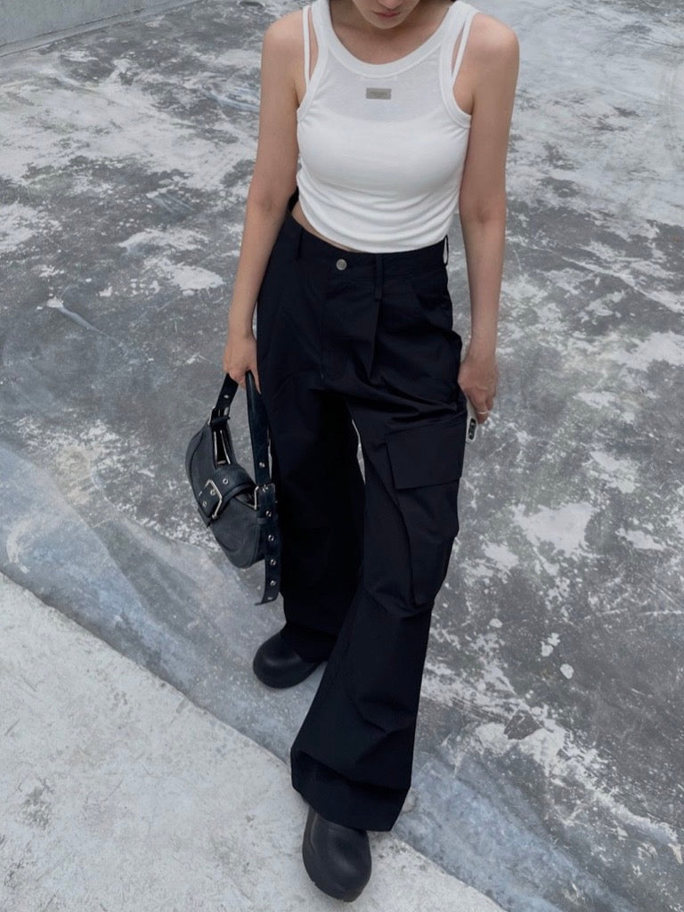 #87 Reese slippery pocket wide leg pants